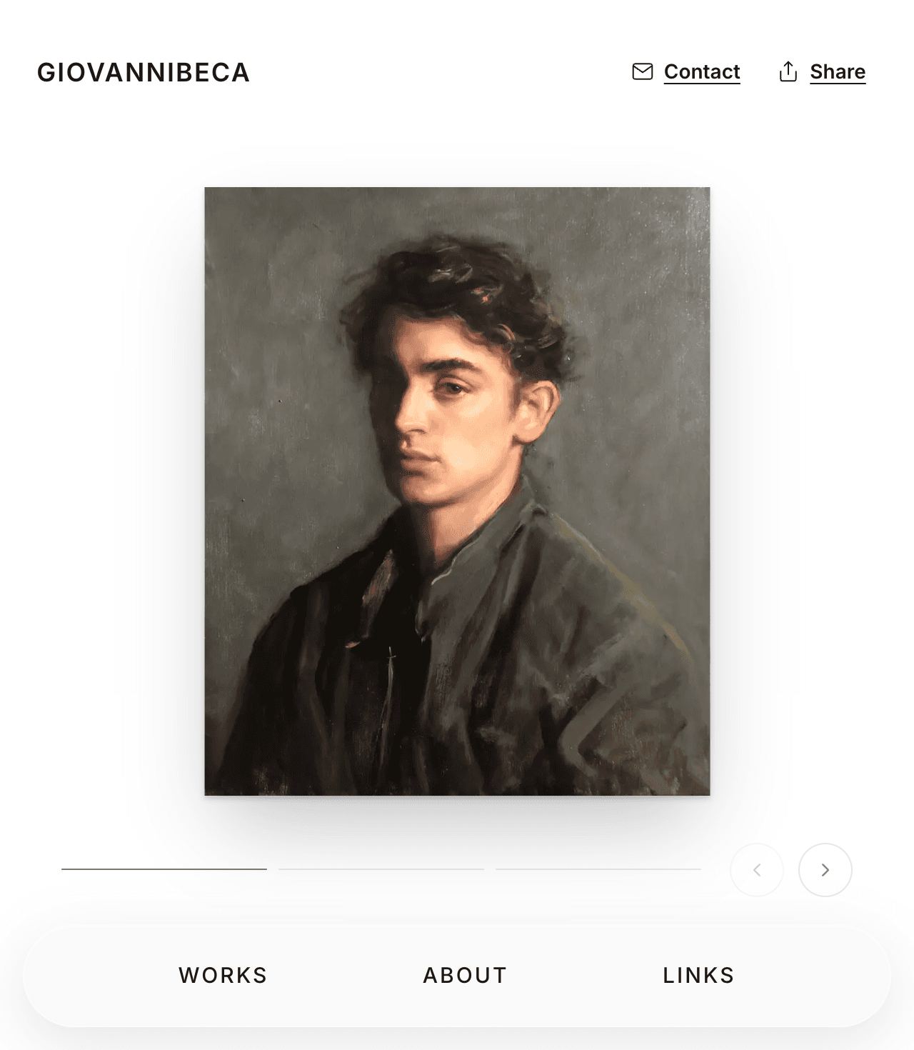 An artist site built with Stoodio